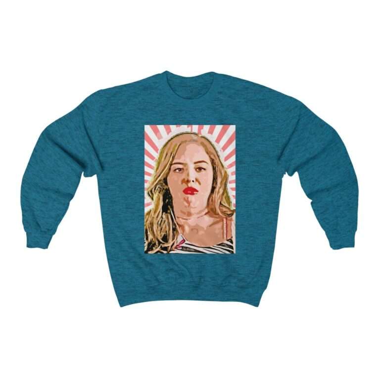 Erica Goldberg Throw Up Face Meme - Sweatshirt - Image 11