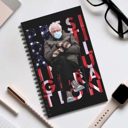 Spirale notebook with Bernie Sanders mittens meme cover print