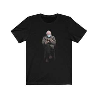Black Unisex T-Shirt with Bernie Sanders Mittens Meme Print