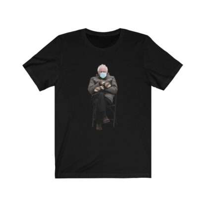 Black Unisex T-Shirt with Bernie Sanders Mittens Meme Print