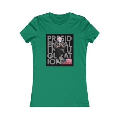 Green t-shirt for women with presidential inauguration Bernie Sanders meme print