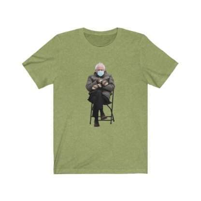 Heather Green Unisex T-Shirt with Bernie Sanders Mittens Meme Print