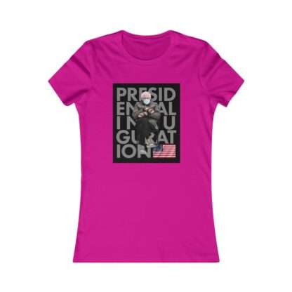 Hot-pink heather t-shirt for women with presidential inauguration Bernie Sanders meme print