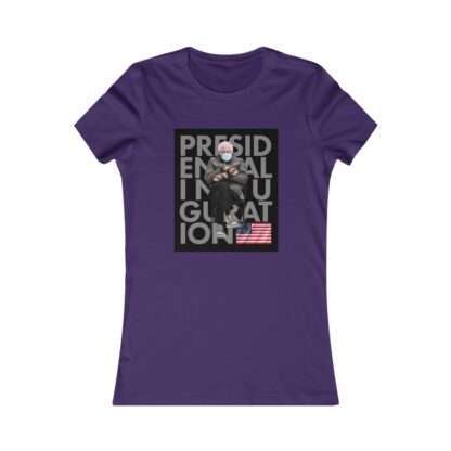 Purple heather t-shirt for women with presidential inauguration Bernie Sanders meme print