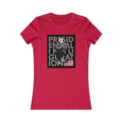 Red heather t-shirt for women with presidential inauguration Bernie Sanders meme print