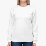 Front view of unisex sweatshirt on woman