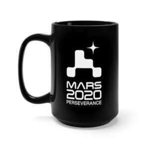 Black NASA mug from Mars 2020 Perseverance rover mission