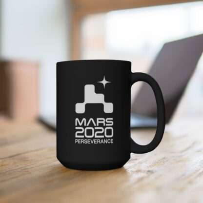 Black NASA mug from Mars 2020 Perseverance rover mission