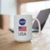 15oz NASA mug featuring NASA worm logo