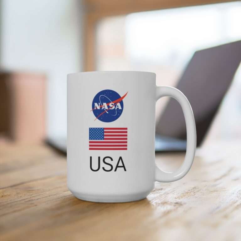 15oz NASA mug featuring NASA worm logo
