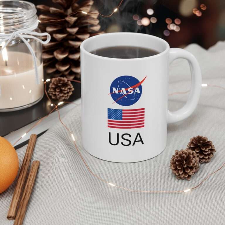 11oz NASA mug featuring NASA worm logo
