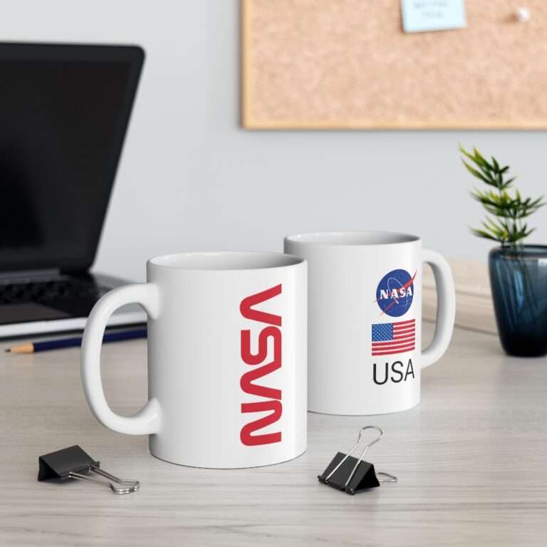 11oz NASA mug featuring NASA worm logo