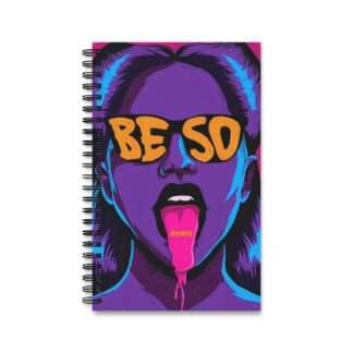 Spiral notebook with print of erotic woman face tong out drawing