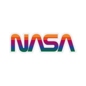 Transparent sticker of NASA logo in rainbow colors