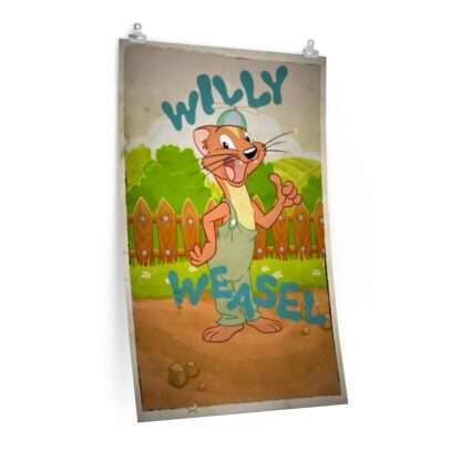 Printed cartoon poster for Willy's Wonderland ft. Nicolas Cage - Willy Weasel