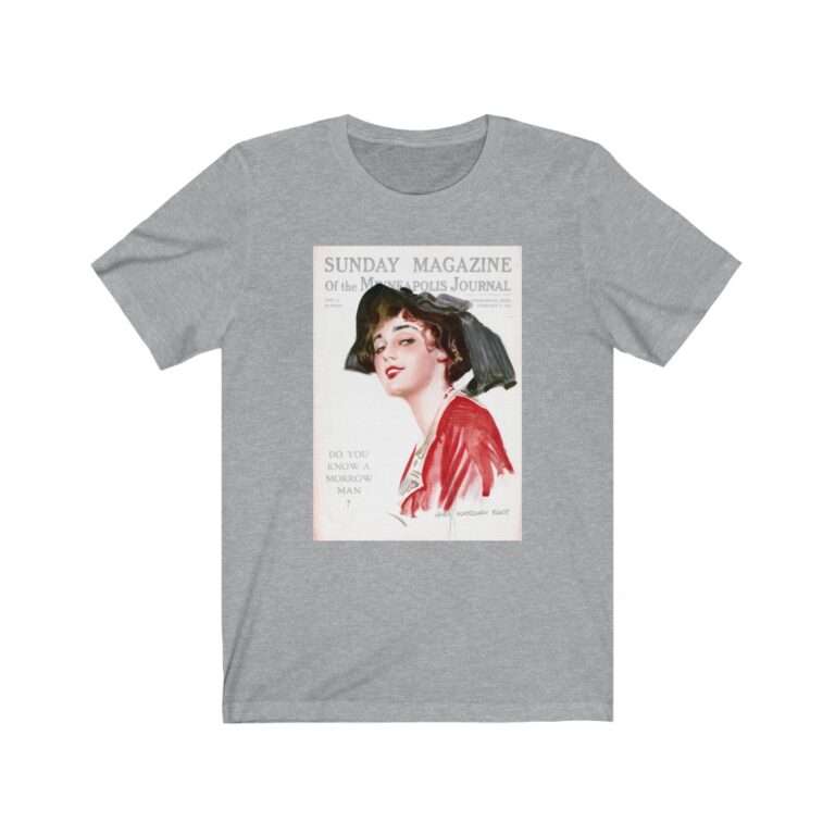 Sunday Magazine Cover by James Montgomery Flagg - Premium Unisex T-Shirt - Image 9