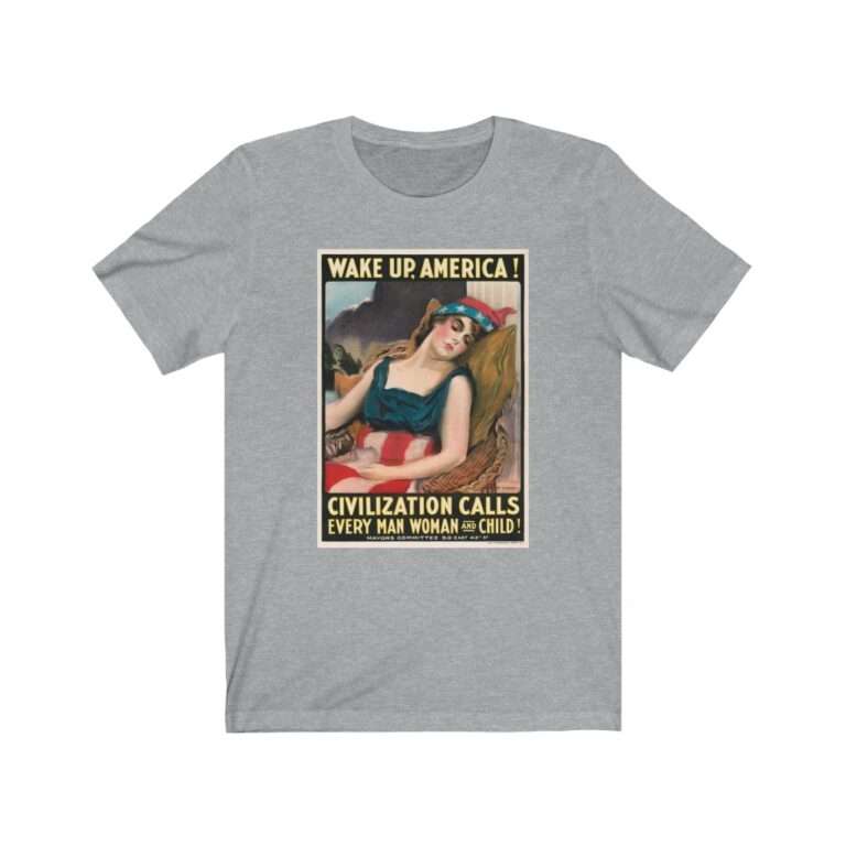 Wake Up America by James Montgomery Flagg - Premium Unisex T-Shirt - Image 10