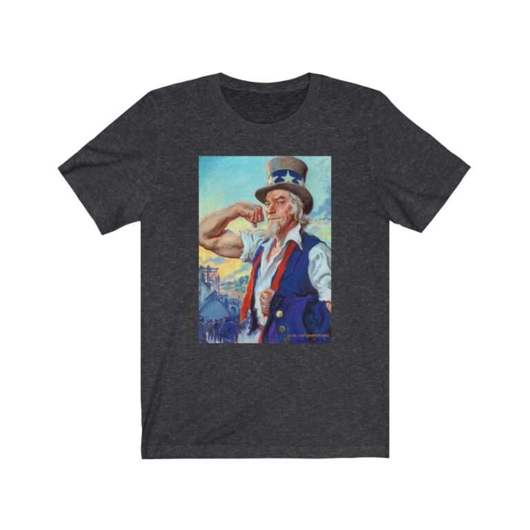 Uncle Sam Strong America by James Montgomery Flagg - Premium Unisex T-Shirt - Image 12