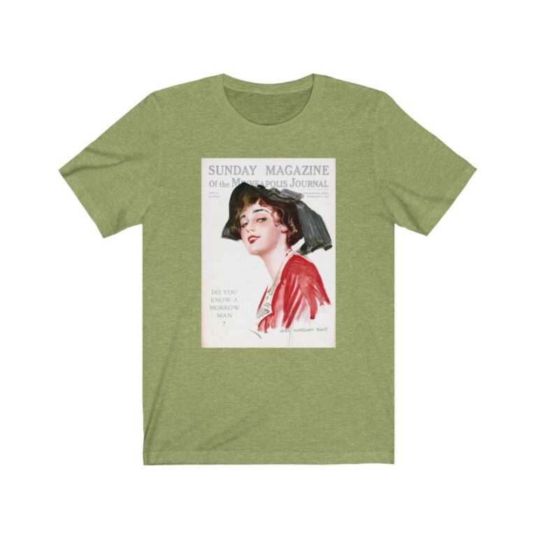 Sunday Magazine Cover by James Montgomery Flagg - Premium Unisex T-Shirt - Image 7