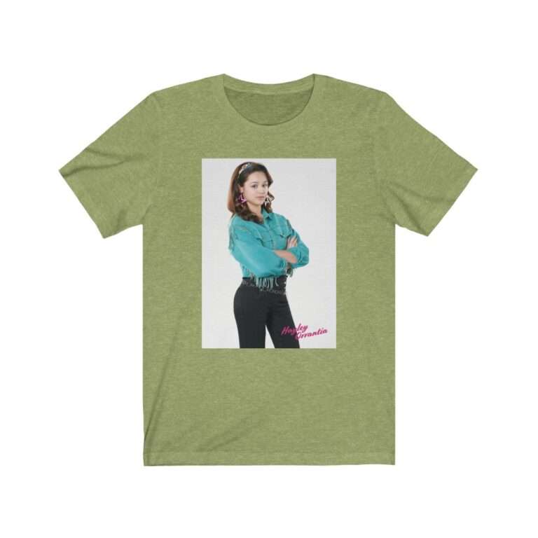 The Goldbergs Hayley Orrantia in Green Fringe Jacket - Premium Unisex T-Shirt - Image 8