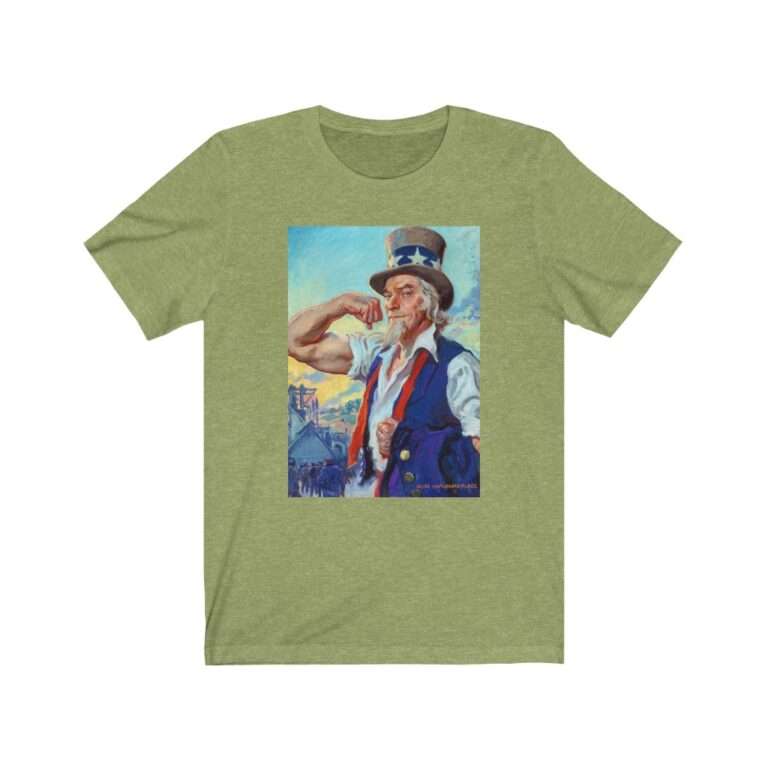 Uncle Sam Strong America by James Montgomery Flagg - Premium Unisex T-Shirt - Image 8