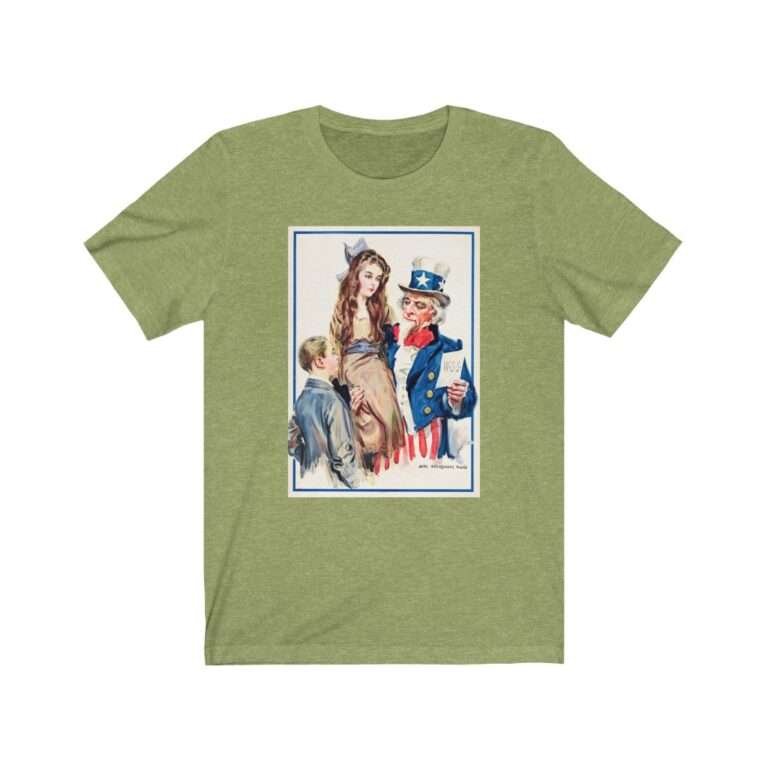 Uncle Sam Boys and Girls by James Montgomery Flagg - Premium Unisex T-Shirt - Image 7