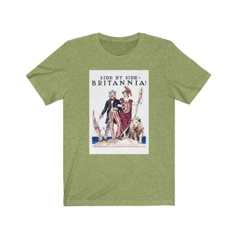 Uncle Sam Side by Side Britannia - James Montgomery Flagg - Premium Unisex T-Shirt - Image 7