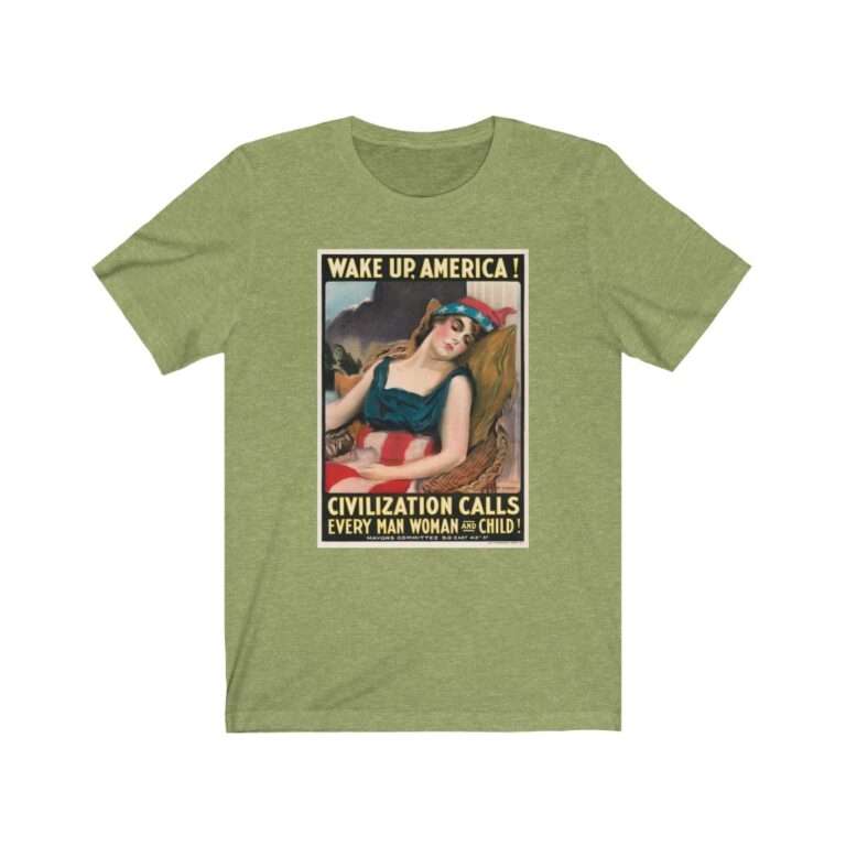 Wake Up America by James Montgomery Flagg - Premium Unisex T-Shirt - Image 8