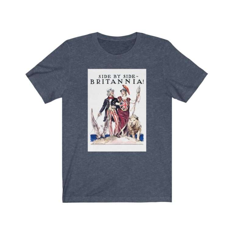 Uncle Sam Side by Side Britannia - James Montgomery Flagg - Premium Unisex T-Shirt - Image 13