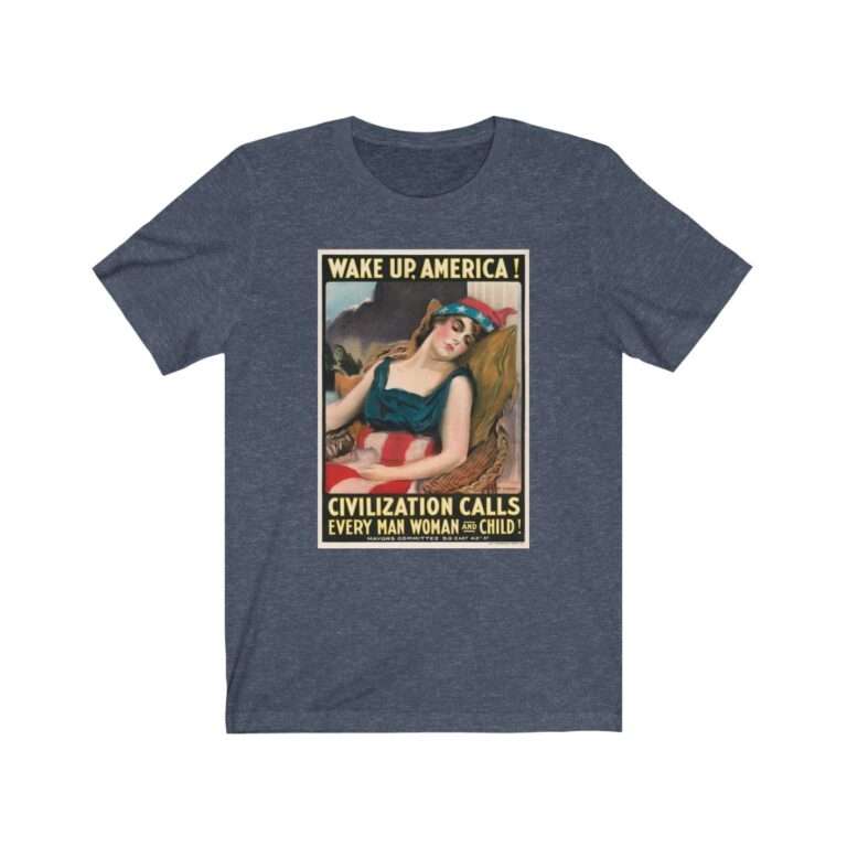 Wake Up America by James Montgomery Flagg - Premium Unisex T-Shirt - Image 13