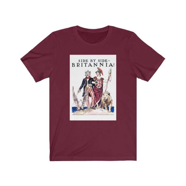Uncle Sam Side by Side Britannia - James Montgomery Flagg - Premium Unisex T-Shirt - Image 16