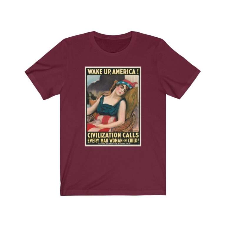 Wake Up America by James Montgomery Flagg - Premium Unisex T-Shirt - Image 16