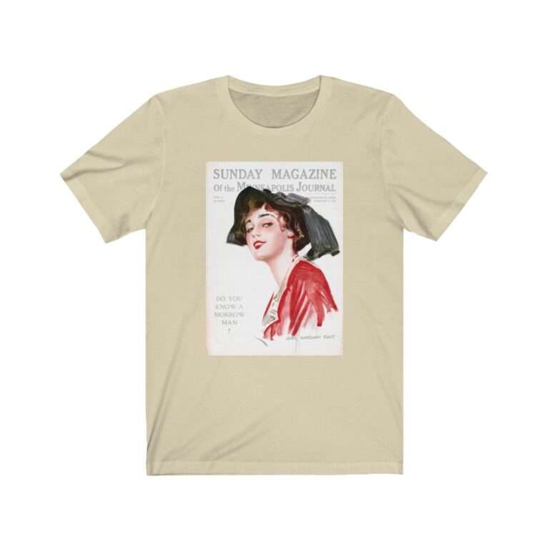 Sunday Magazine Cover by James Montgomery Flagg - Premium Unisex T-Shirt - Image 5