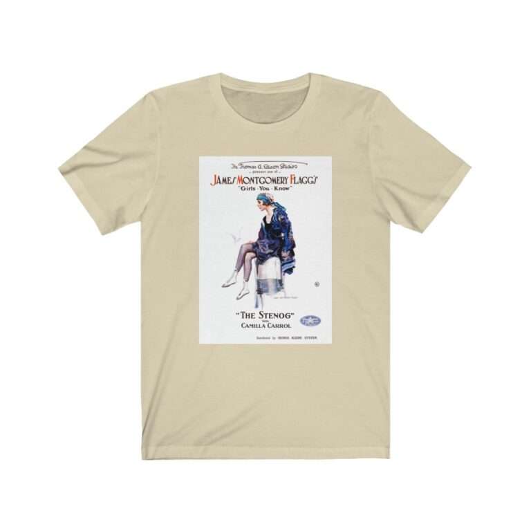 The Stenog by James Montgomery Flagg - Premium Unisex T-Shirt - Image 5