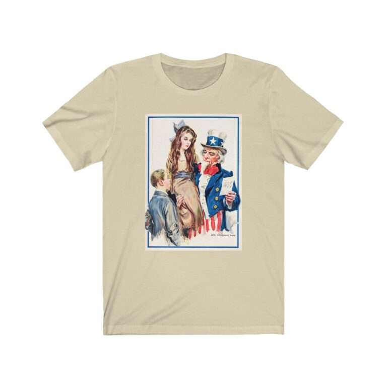 Uncle Sam Boys and Girls by James Montgomery Flagg - Premium Unisex T-Shirt - Image 5