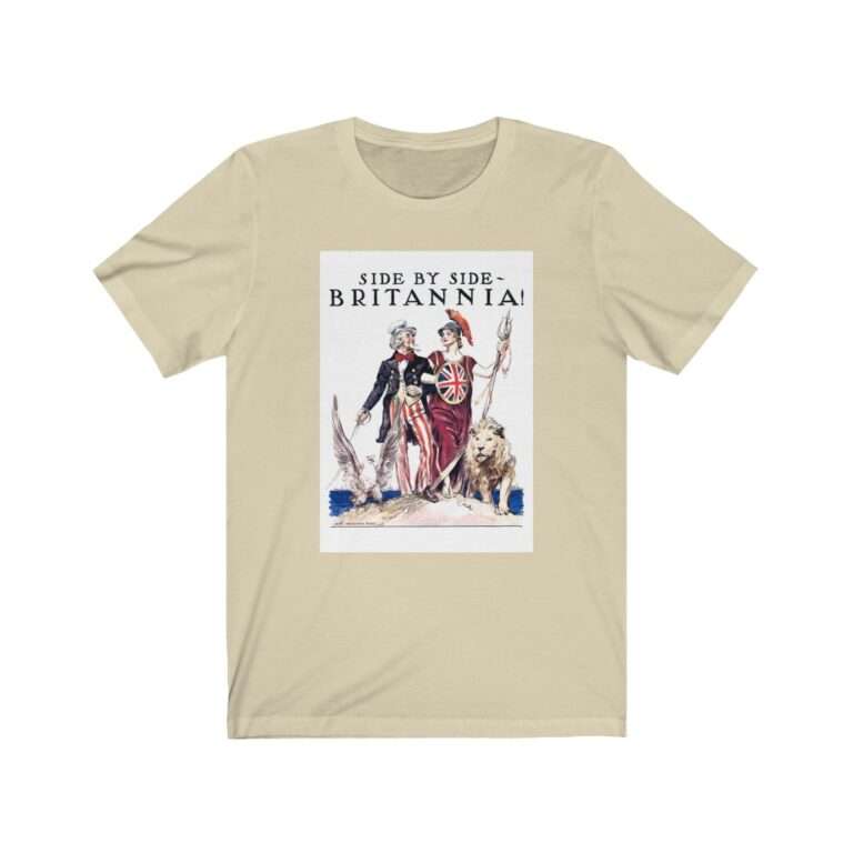 Uncle Sam Side by Side Britannia - James Montgomery Flagg - Premium Unisex T-Shirt - Image 5