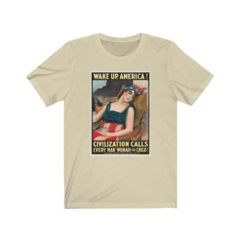Wake Up America by James Montgomery Flagg - Premium Unisex T-Shirt - Image 6