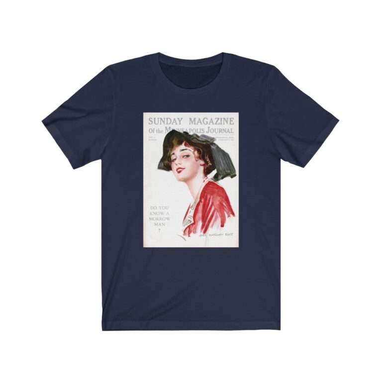Sunday Magazine Cover by James Montgomery Flagg - Premium Unisex T-Shirt - Image 14