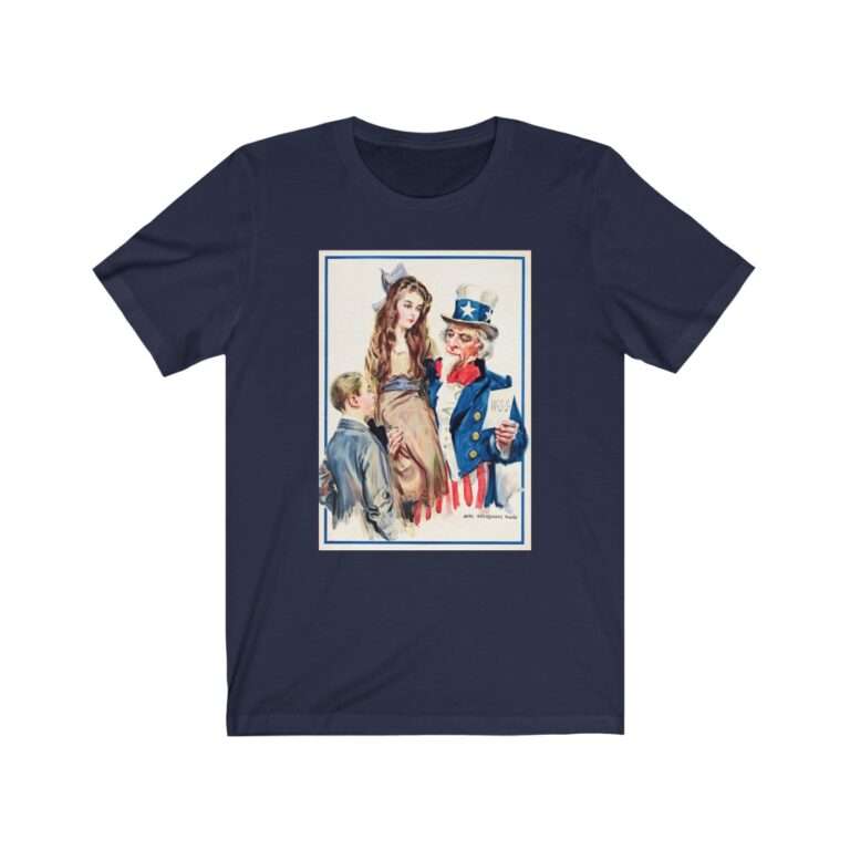 Uncle Sam Boys and Girls by James Montgomery Flagg - Premium Unisex T-Shirt - Image 14