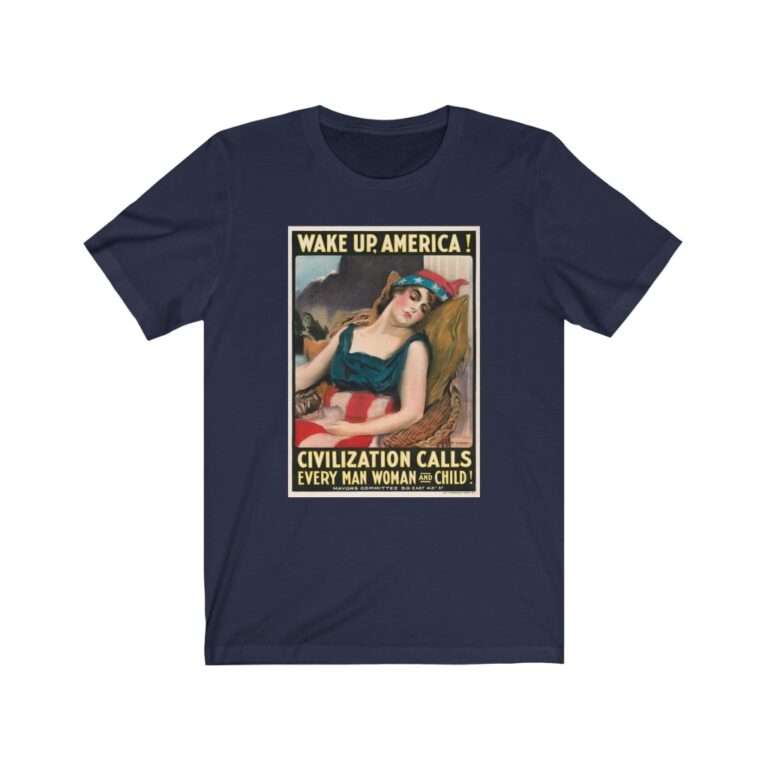 Wake Up America by James Montgomery Flagg - Premium Unisex T-Shirt - Image 14