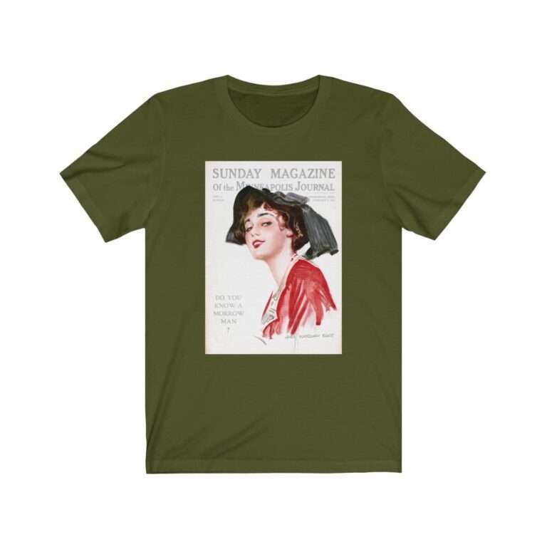Sunday Magazine Cover by James Montgomery Flagg - Premium Unisex T-Shirt - Image 8