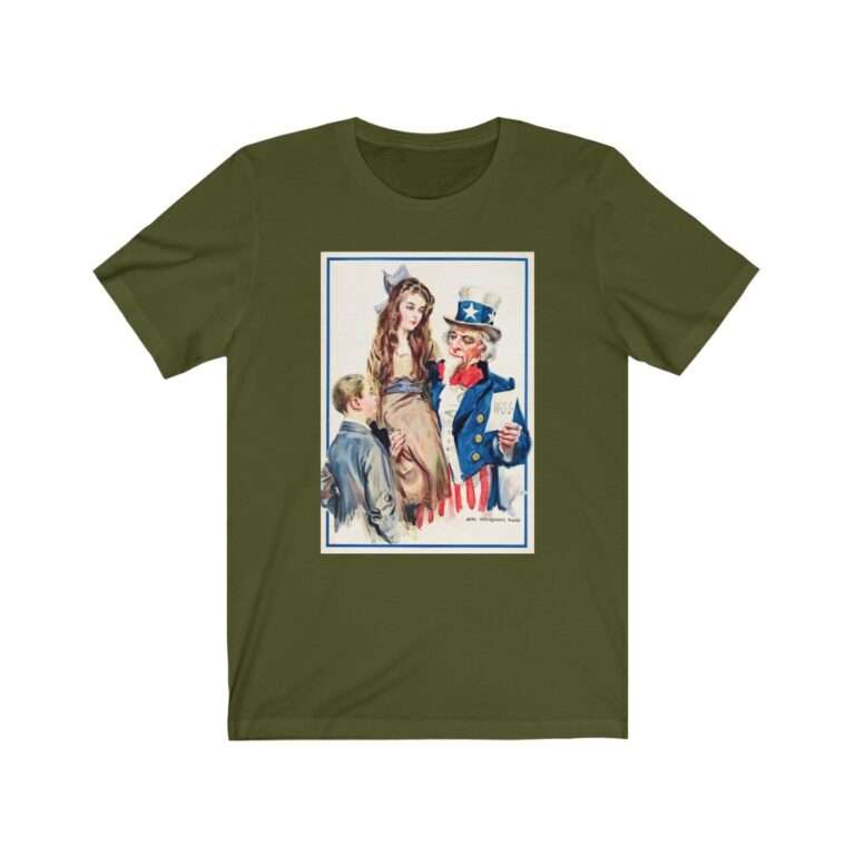 Uncle Sam Boys and Girls by James Montgomery Flagg - Premium Unisex T-Shirt - Image 8