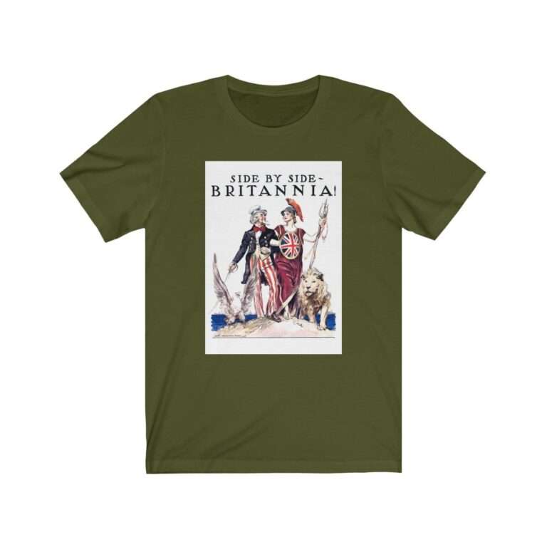 Uncle Sam Side by Side Britannia - James Montgomery Flagg - Premium Unisex T-Shirt - Image 8