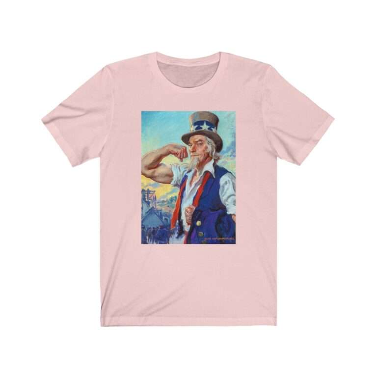 Uncle Sam Strong America by James Montgomery Flagg - Premium Unisex T-Shirt - Image 4