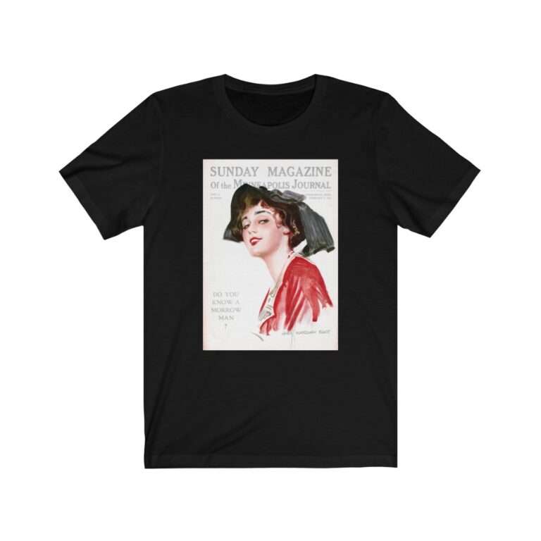 Sunday Magazine Cover by James Montgomery Flagg - Premium Unisex T-Shirt - Image 4
