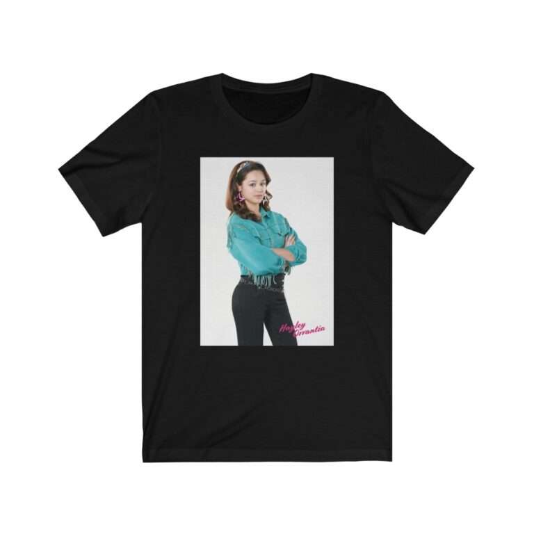 The Goldbergs Hayley Orrantia in Green Fringe Jacket - Premium Unisex T-Shirt - Image 5