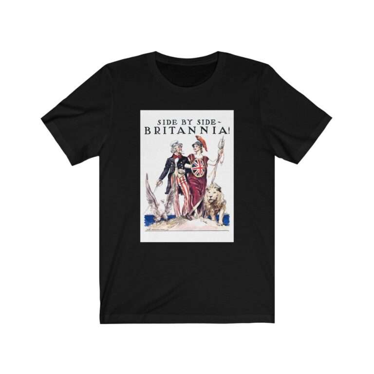 Uncle Sam Side by Side Britannia - James Montgomery Flagg - Premium Unisex T-Shirt - Image 4