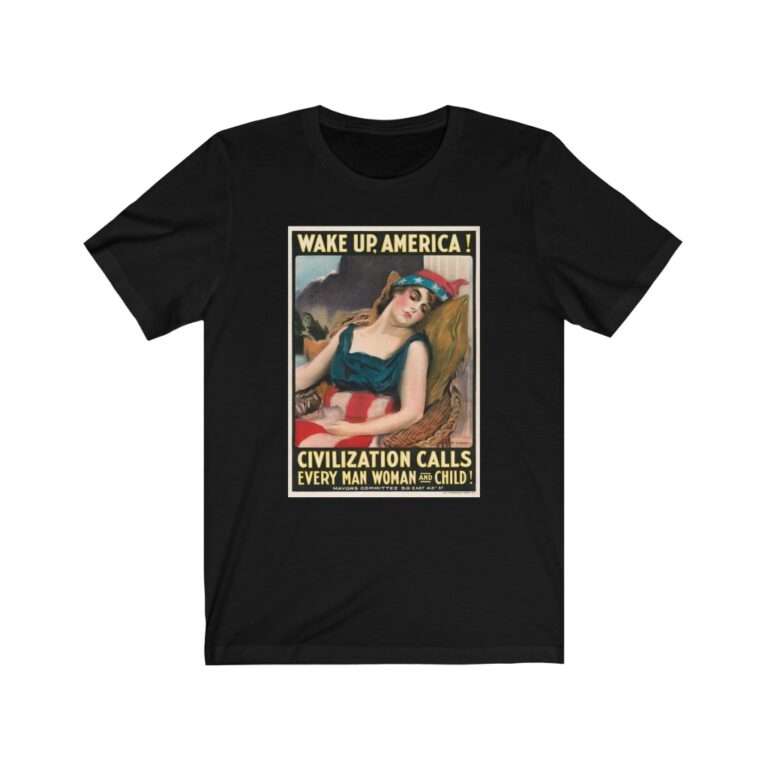 Wake Up America by James Montgomery Flagg - Premium Unisex T-Shirt - Image 5