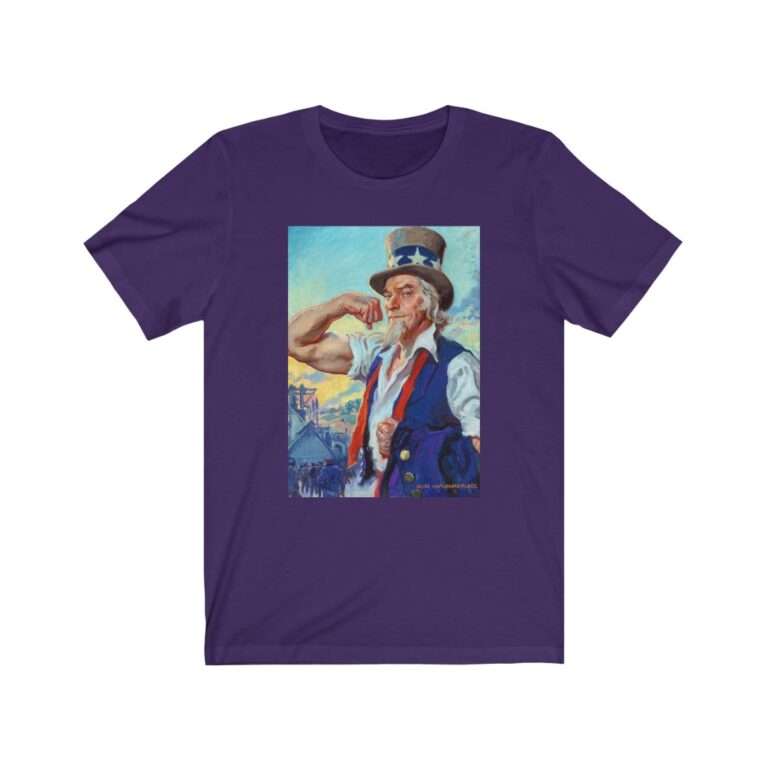 Uncle Sam Strong America by James Montgomery Flagg - Premium Unisex T-Shirt - Image 15