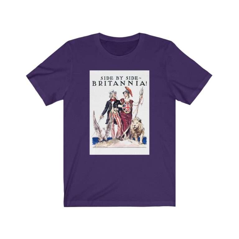 Uncle Sam Side by Side Britannia - James Montgomery Flagg - Premium Unisex T-Shirt - Image 15